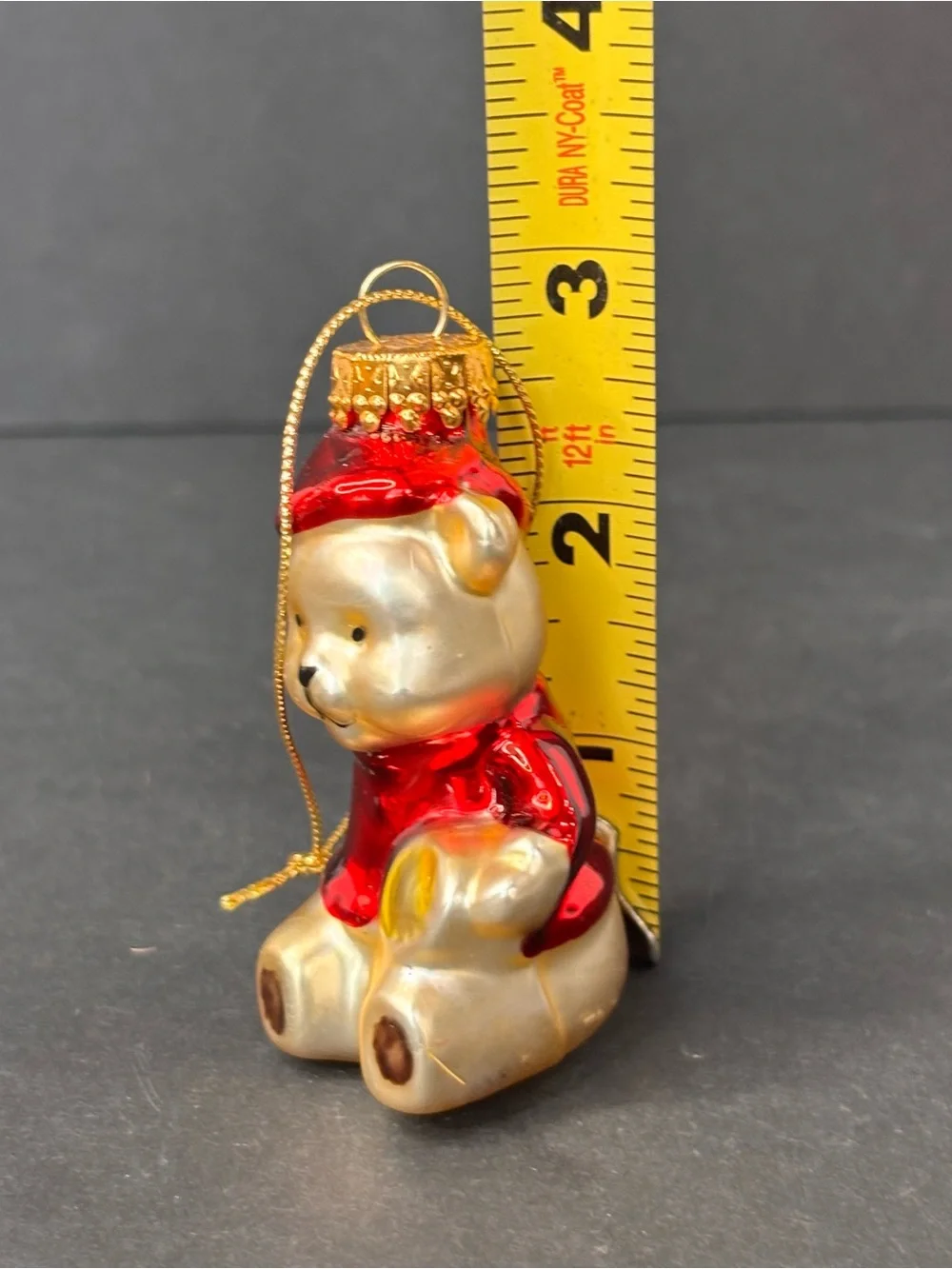 Vtg G&D (Gloria Duchin) Christmas Ornament Blown Glass Teddy Bear 3”